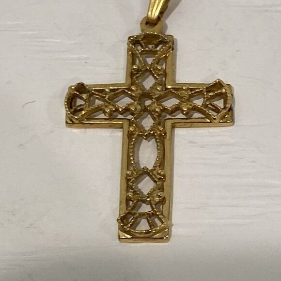 Vintage Cross Pendant 1/20 12k Gold Filled Christian Cross - Picture 7 of 7